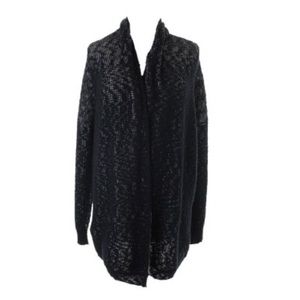 Eileen Fisher Black textured Long cardigan M